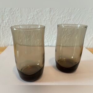 Set of Two Smoky Glass Tumblers